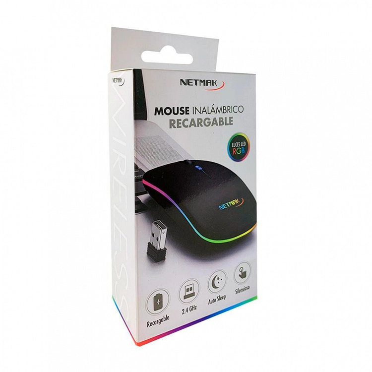 Mouse Netmak Inalambrico Recargable Optimize W90 Negro 2.4GHZ Art.NM-W90